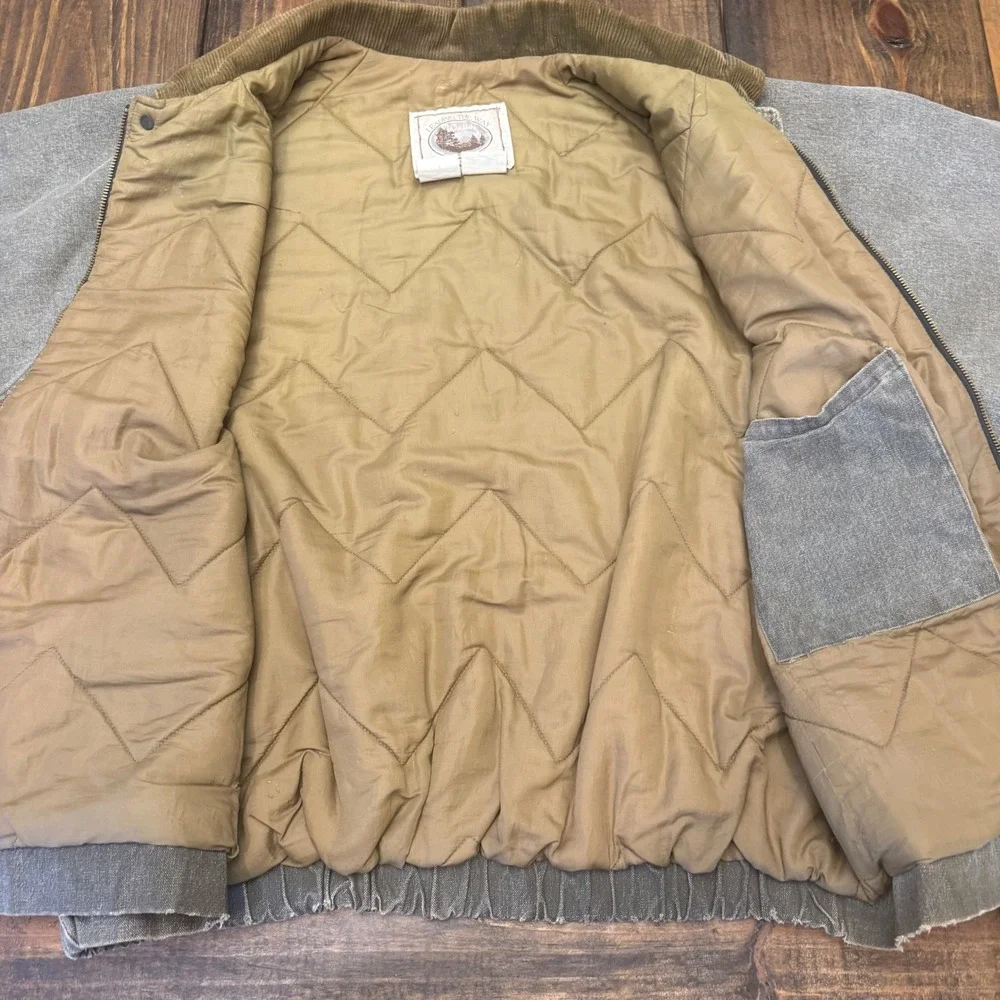 Walls Outdoors Vintage Bomber Jacket Mens 2XL Gray Cotton Canvas Quilted USA